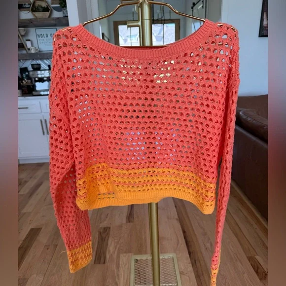 Aerie - Orange Crochet Vacay Knit Set - medium top + medium bottom NWOT - Picture 6 of 17
